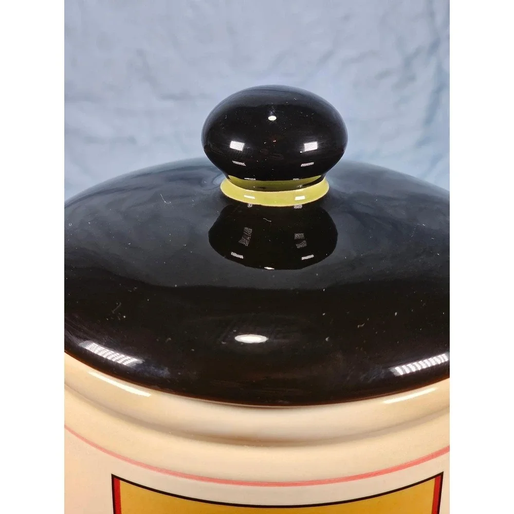 Vintage OGGI Wine Label Ceramic Canister With Lid 7 In